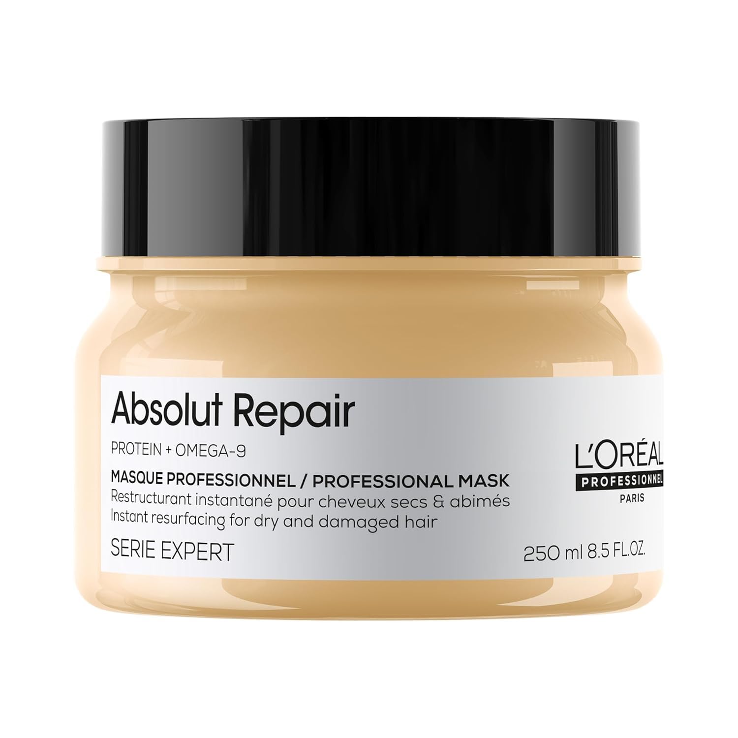 L'Oréal Professionnel Paris Absolut Repair Hair Mask - Nourishing Protein Treatment, Hydrates, Repairs Damage & Adds Shine, for Dry & Damaged Hair, 250ml
