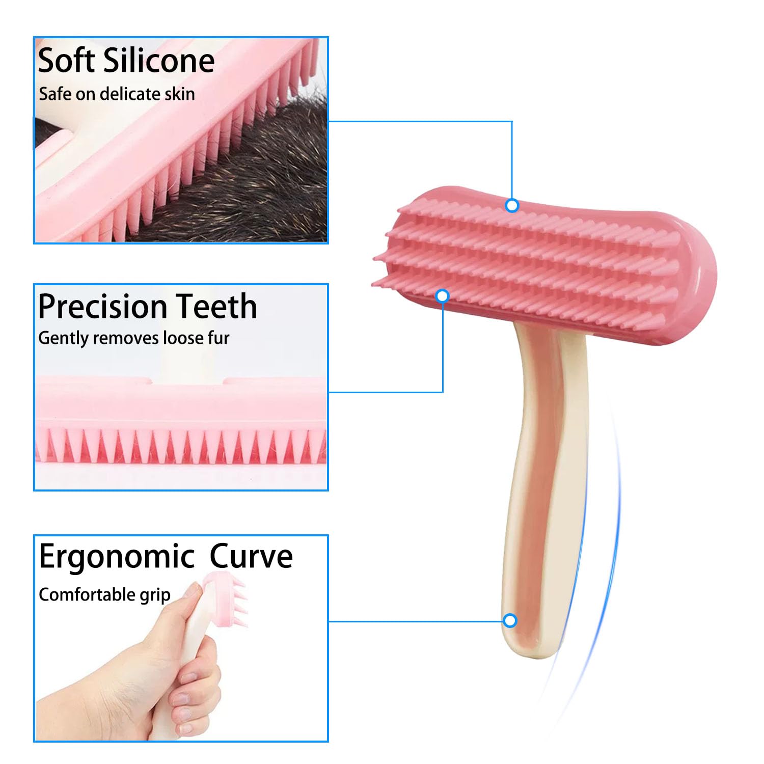 2 Pack Bunny and Chinchilla Grooming Brush – Soft Silicone De-Shedding Bath & Massage Comb for Rabbits, Guinea Pigs, Small Pets, Cats, Dogs, Kittens & Puppies - Image 3