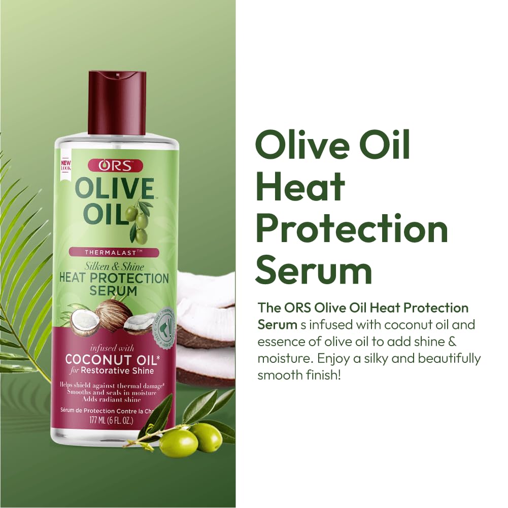 ORS Olive Oil Heat Protection Hair Serum infused with Coconut Oil for Restorative Shine 6 Ounces - Image 5