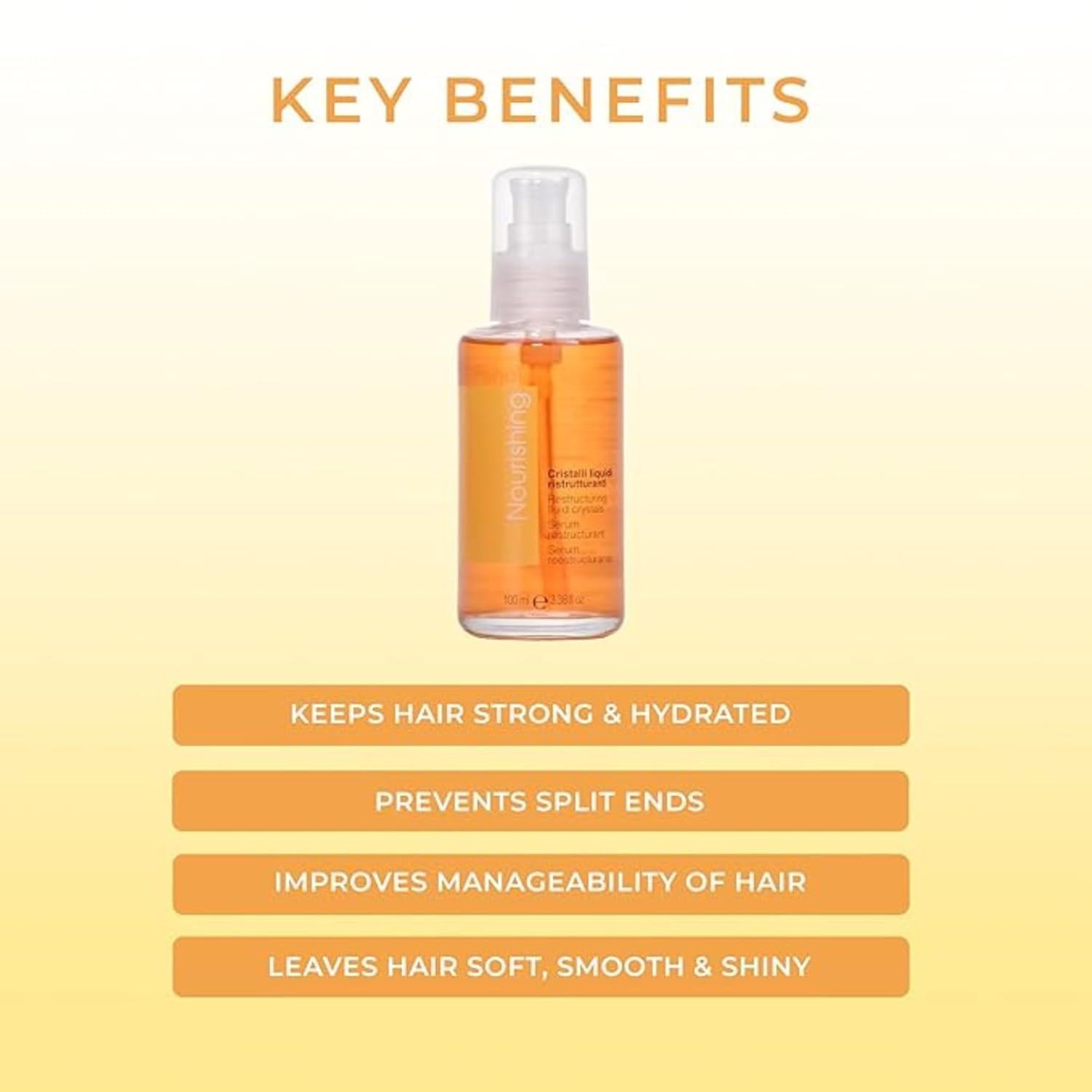 Fanola Restructuring Anti Frizz Hair Serum - Liquid Crystals Hair Care Enriched with Aloe Vera & Linseed Oil for Split End Repair - Strengthens & Detangles Curly, Frizzy & Permed Strands (3.38 Fl oz) - Image 2