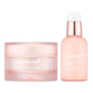 medicube Triple Collagen Nourish and Hydrate Duo: Triple Collagen Cream and Triple Collagen Serum | Niacinamide, Hyaluronic Acid for Glowing, Fimer-Looking Skin | Korean Skincare, Mother’s Day