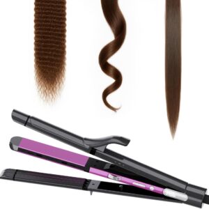 3 in 1 Hair Straightener, Curling Iron, Flat Iron & Hair Crimper Tool – Ceramic Plates, Dual Voltage,PRITECH Professional Hair Tool Fast Heating Hair Styling Tool for Women, Salon or Travel Use