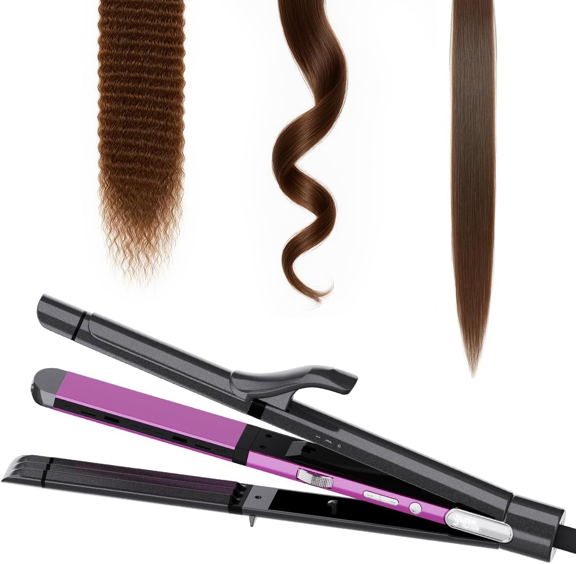 3 in 1 Hair Straightener, Curling Iron, Flat Iron & Hair Crimper Tool – Ceramic Plates, Dual Voltage,PRITECH Professional Hair Tool Fast Heating Hair Styling Tool for Women, Salon or Travel Use