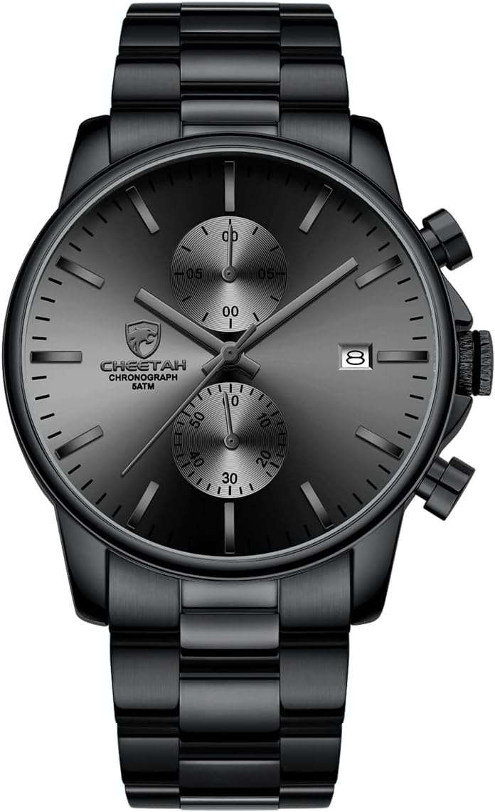 GOLDEN HOUR Fashion Business Mens Watches with Stainless Steel Waterproof Chronograph Quartz Watch for Men, Auto Date - Image 3