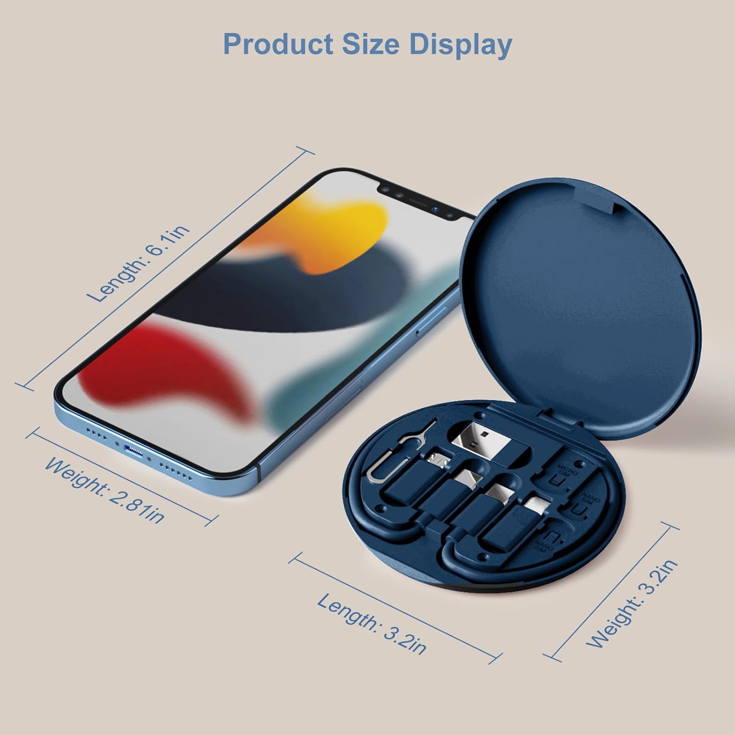 USB to USB-C Adapter, USB C Charging Cable Adapter Kit Contains Multiple OTG Adapters for USB Type C/USB A/USB C Male Cable/Micro USB, Equipped with SIM Extractor/SIM Slot/Phone Holder (Blue) - Image 2