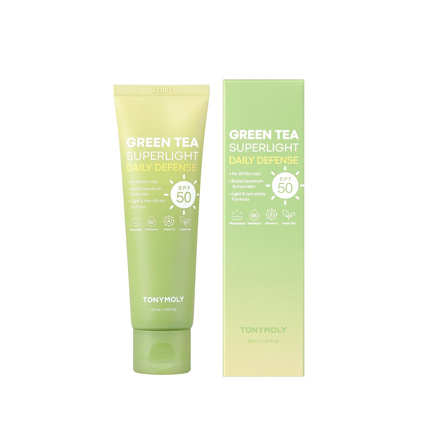 TONYMOLY Green Tea Korean Sunscreen SPF 50+ PA++++ — No White Cast, Lightweight Face Sunscreen for All Skin Tones, Hydrating with Niacinamide, Panthenol & Hyaluronic Acid, 1.69 fl oz - Image 2