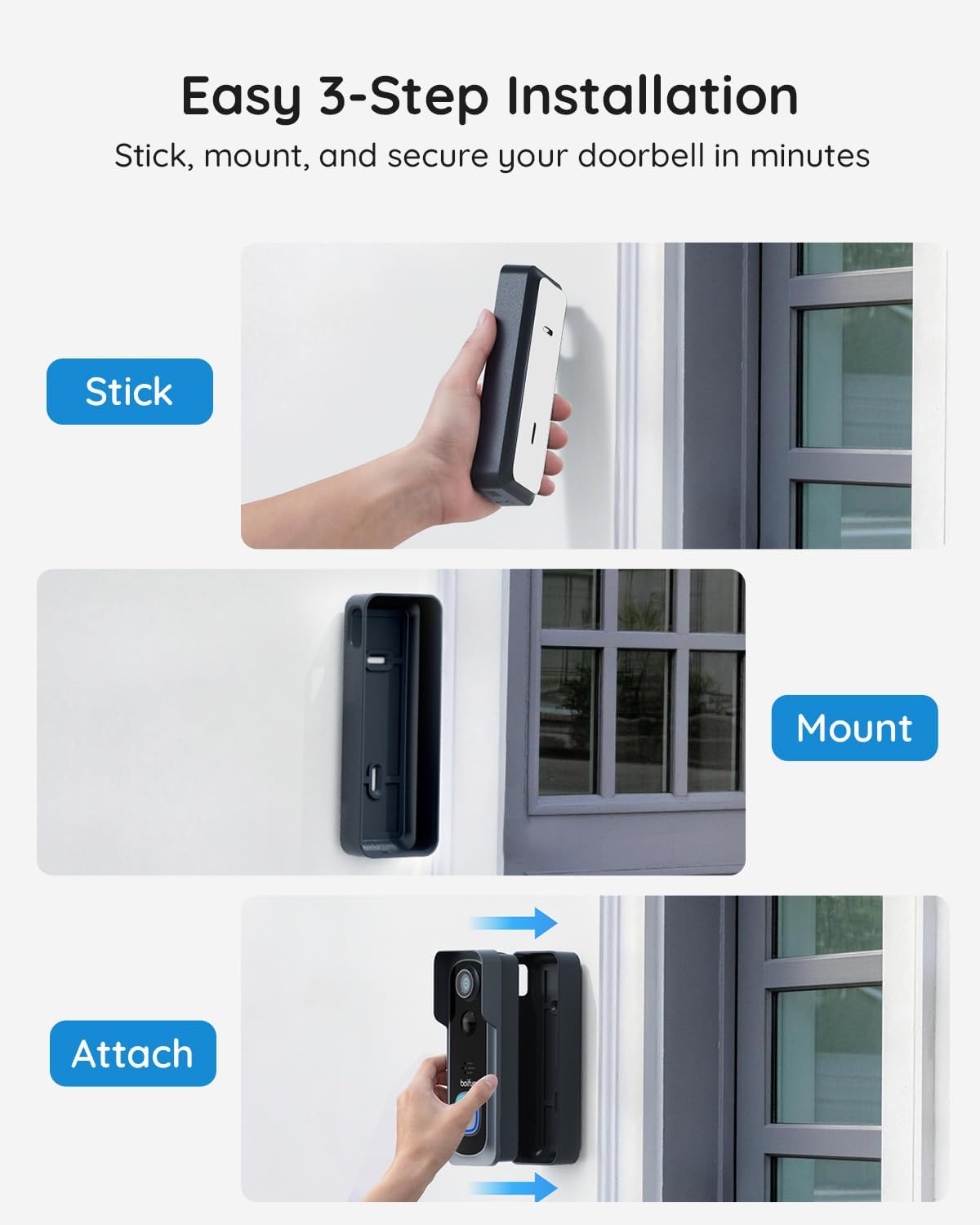 BOIFUN Video Doorbell Camera Wireless – No Subscription Required, 2K HD, 166° Wide View, HDR Night Vision, Motion Alerts, Two‑Way Audio & Battery Video Doorbell with Chime, 2.4 GHz Wi‑Fi Only - Image 8