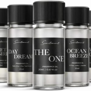 Scentiment Luxury Hotel Scents – 5 Diffuser Oil Set | Secret Desires, Day Dream, The One, Ocean Breeze & Amalfi Coast | Fresh Floral, Woody & Citrus Scents Home Fragrance Oils 5 x 0.68 fl oz (20 mL)