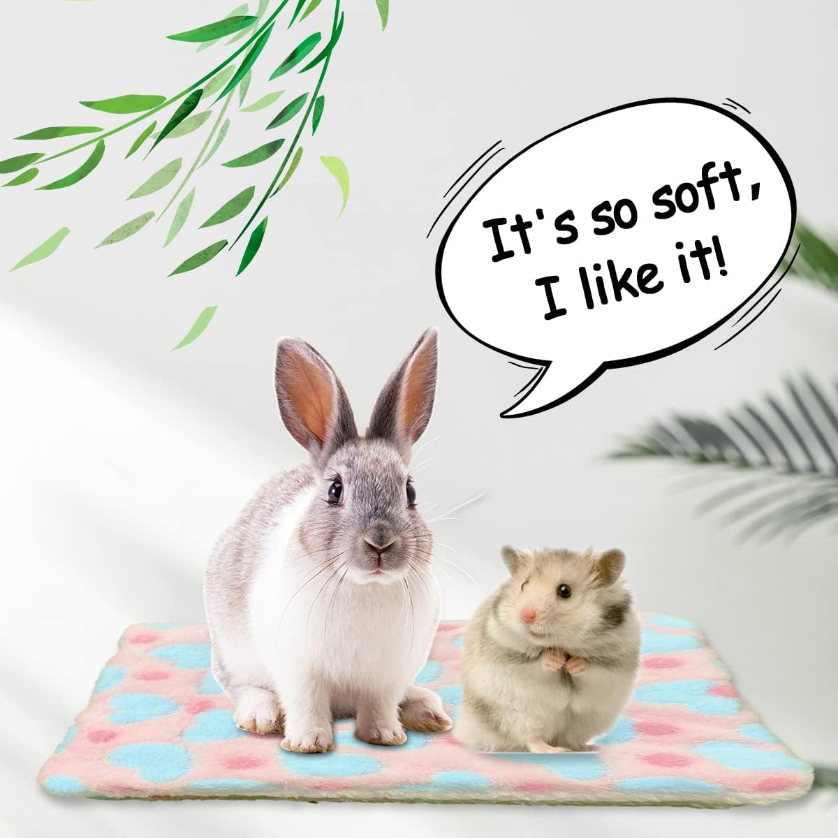EAEDMY 4 Pieces Guinea Pig Bunny Comfortable Bed Mats Pads, Rabbit Warm Soft Bed, Hamster Bedding Pad Mats for Small Animals Chinchilla Hedgehog Baby Cats (11.8"x9.1", 1.Hearts Pattern) - Image 5