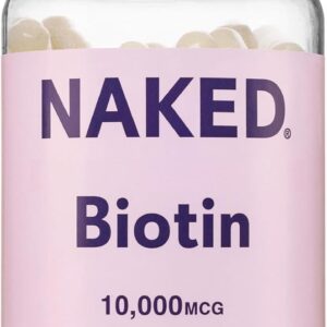 NAKED Biotin 10,000mcg – Max Strength Vitamin B7 Supplement for Healthy Hair, Skin & Nails Support – Non-GMO, Gluten-Free, Vegan – Supports Keratin Production – 120 Capsules