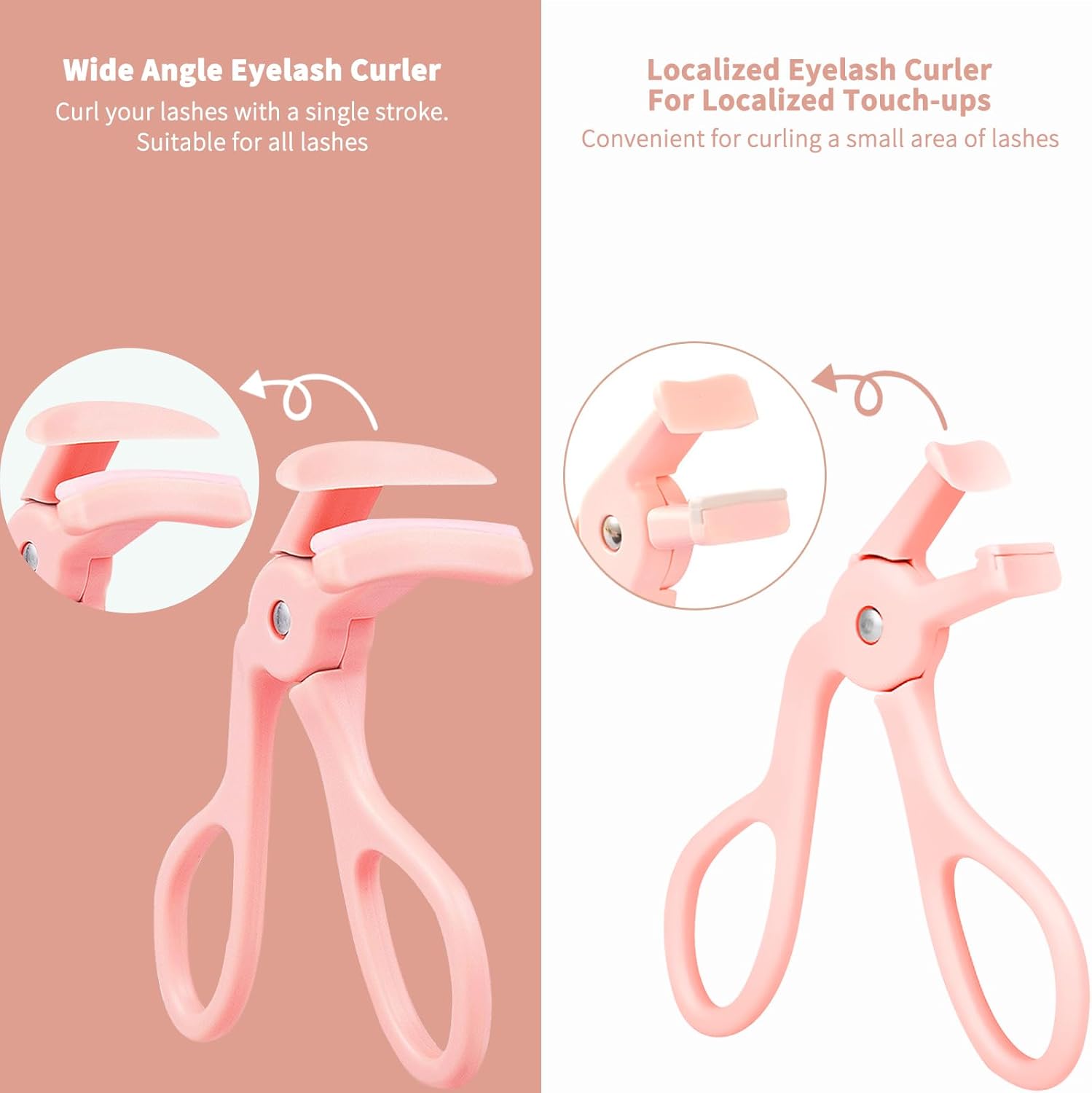 2 Style Eyelash Curler - Lash Curler with 2 Extra Silicone Replacement Pads, Achieve Perfect Curls in 5 Seconds - Quick Natural Curling for Long Lasting (Pink) - Image 5