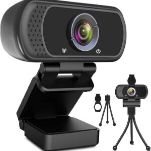 ToLuLu 1080P Webcam with Microphone, HD Webcam Web Camera with Tripod Stand, Widescreen USB Computer Camera, Streaming Mic Web cam for Online Calling/Conferencing,Facetime/YouTube Desktop Laptop PC