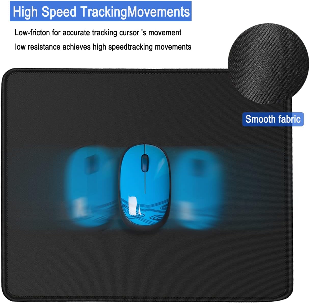Mouse Pad, Large Gaming Mouse Pad with Double Stitched Edges, 14.9 x 11.7 inches Premium-Textured & Waterproof Mousepad, Nonslip Natural Rubber Base Mouse pad for Laptop,Computer, Office, Black - Image 3