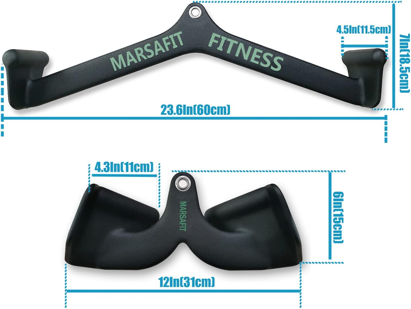 MARSAFIT Home Gym Fitness Rowing T-bar V-bar Pulley Cable Machine Attachment, Bicep Curl Tricep LAT pulldown Bar Back Strength Training Handle Grips LAT Pull Down Bar for Seat Row Workout - Image 2