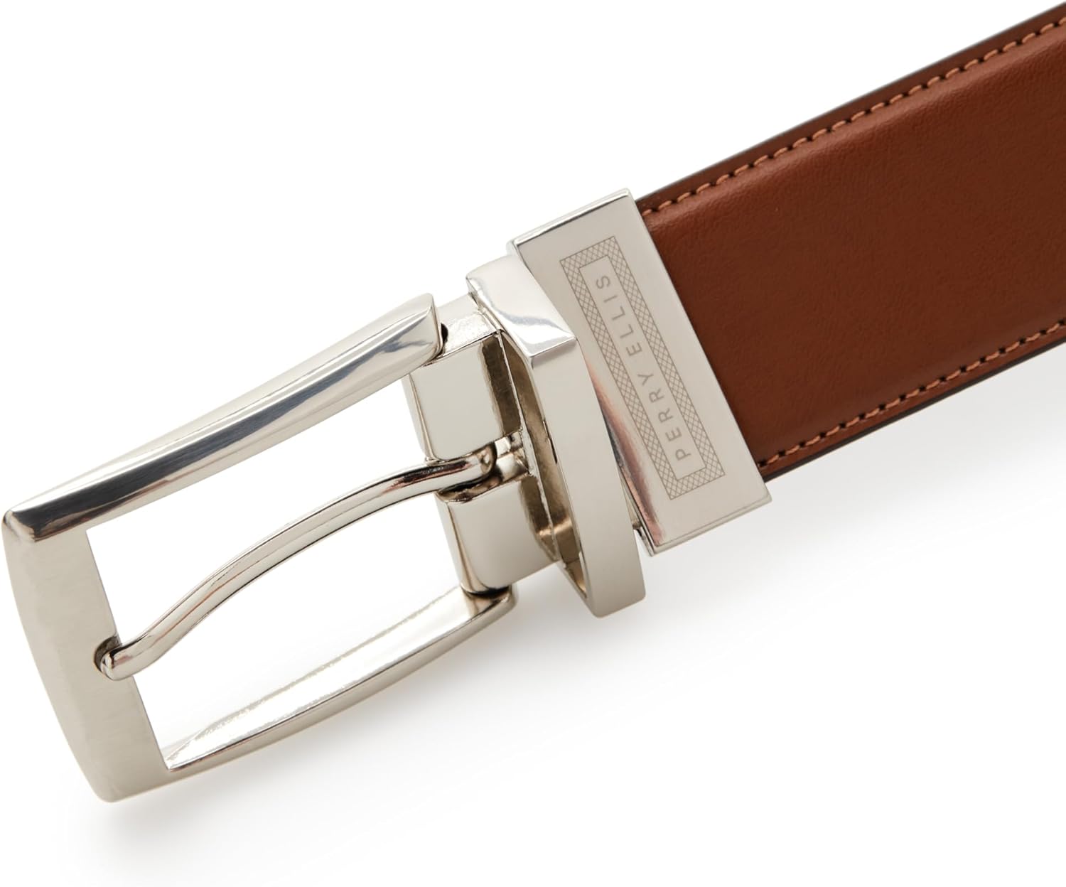 Perry Ellis Men's Portfolio Amigo Reversible Leather Belt, Stitched Edges, Durable, 1.5” Width (Available in Big & Tall) - Image 2