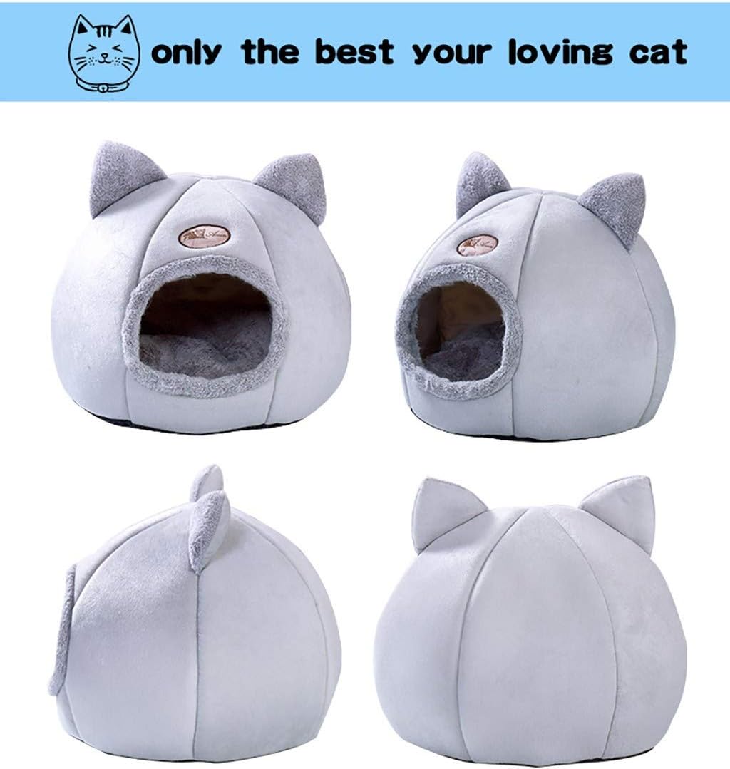 Cat Beds for Indoor Cats, 13 Inch Washable Fluffy Soft Cute Cat Bed Cave with Removable Cushion,Round Plush Faux Fur Self Warming Cat Bed for Small Medium Dogs Puppy Kitten Kitty Supplies - Image 4