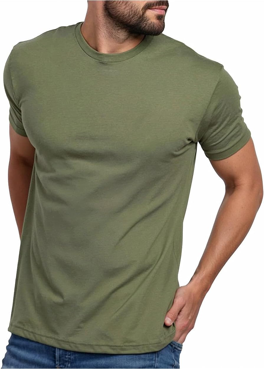 INTO THE AM Mens T Shirts Soft Cotton Blend Crew Neck Tee S - 4XL Athletic Fit Plain Casual T-Shirt for Men