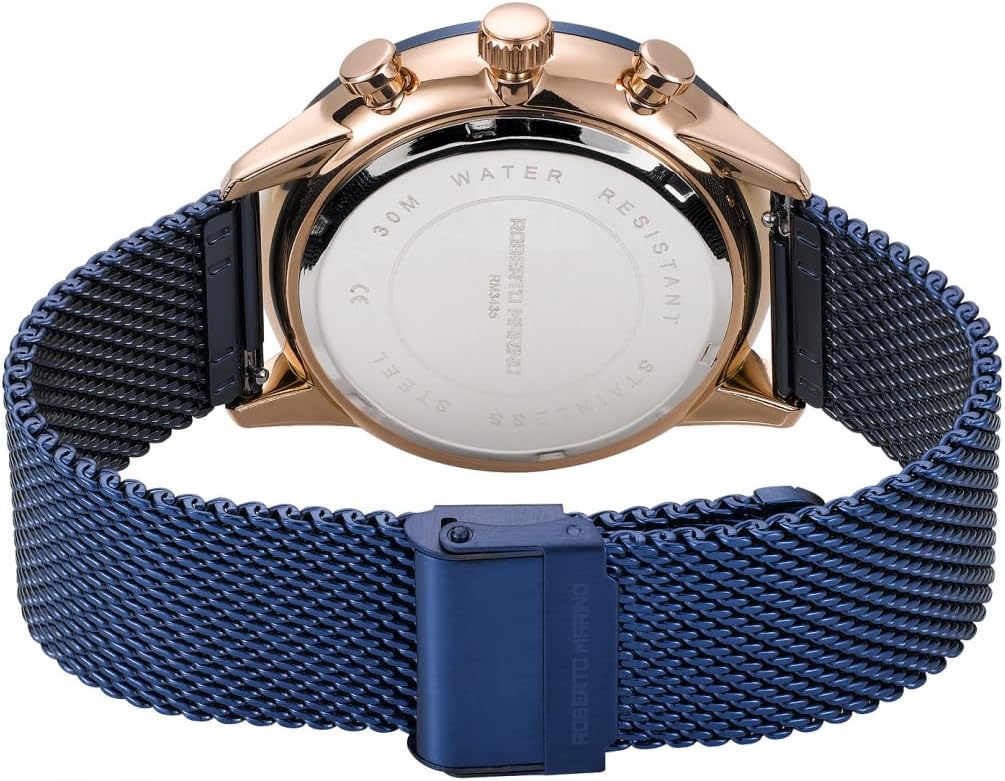 RM3435 Men’s Luxury Wrist Watch – Blue Stainless Steel Japanese Quartz, 3 ATM Water Resistant – Elegant Dress Watches for Men, Vintage Design, Ideal as a Reloj para Hombres - Image 3