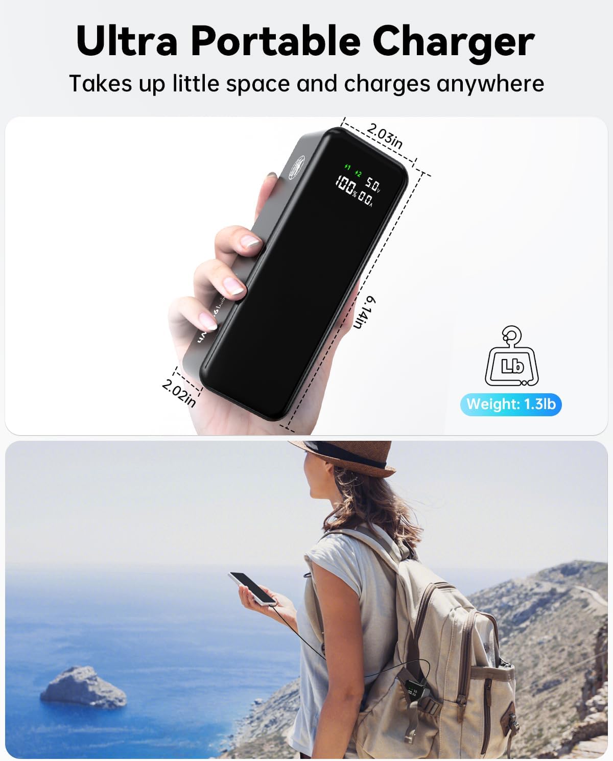 27000mAh 120W Fast Charging Power Bank, High Capacity 3-Port Laptop Portable Charger with Smart Display, Compatible with iPhone 16/15/14, Vision Pro, Samsung, MacBook & More - Image 4