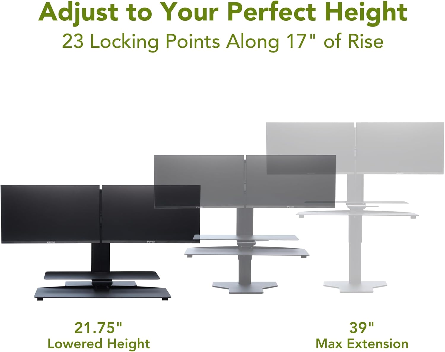 Perfect POSTURE Sit2Stand Standing Desk Converter with Dual Monitor Mount – 18” Height Adjustable Sit-Stand Workstation – Black - Image 7