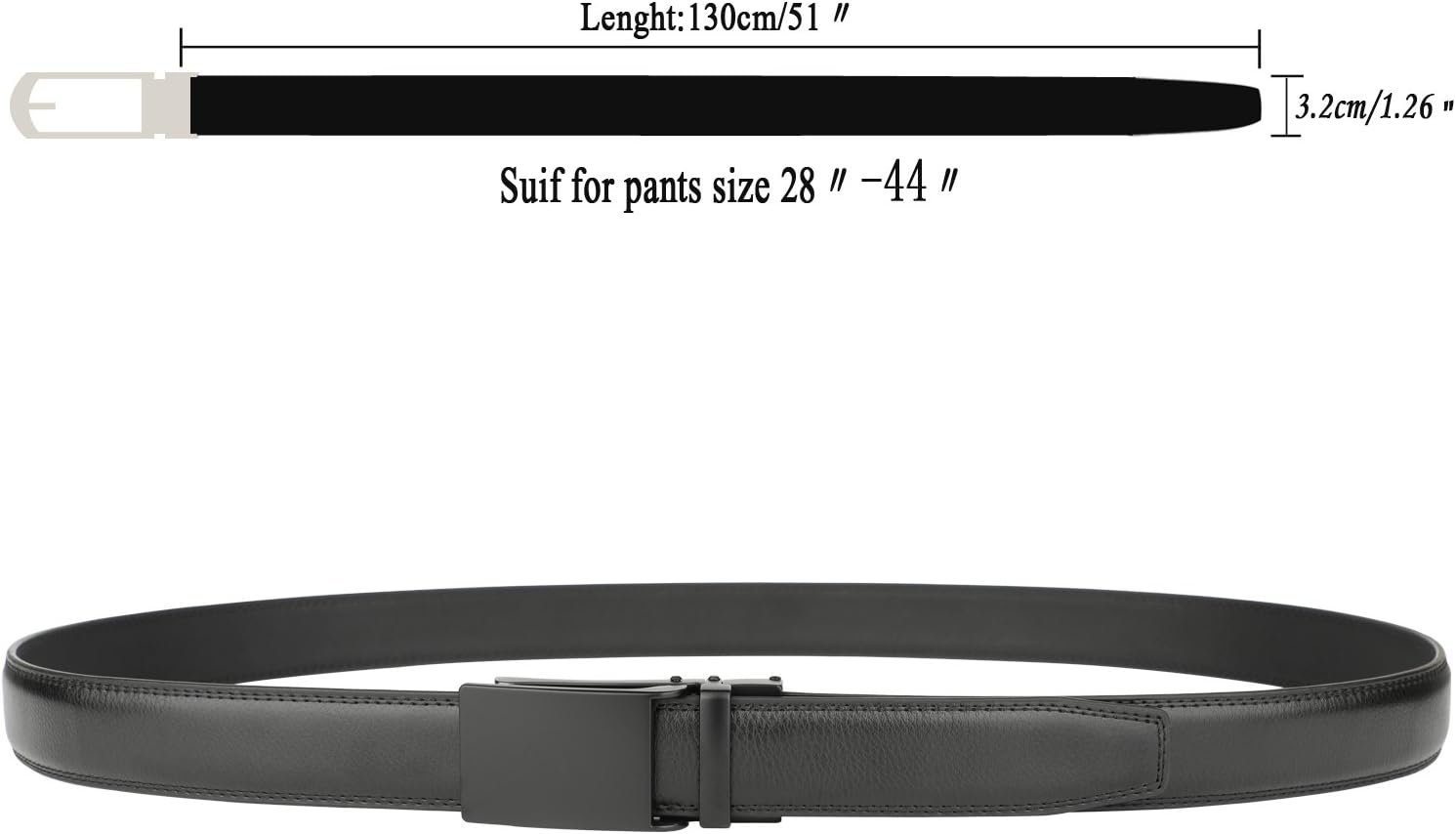 HIMI Men's Comfort Genuine Leather Ratchet Dress Belt with Automatic Click Buckle - Image 4