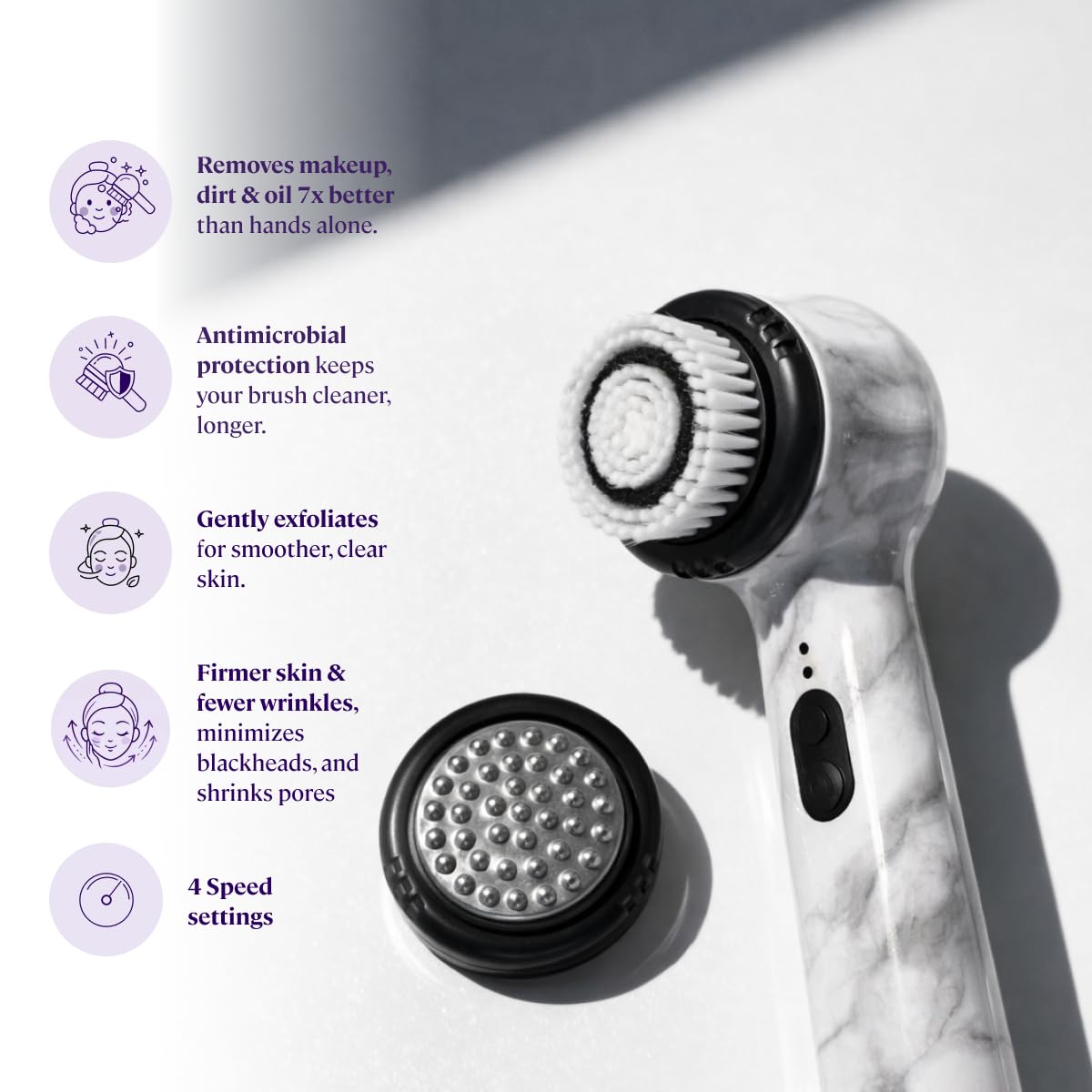 Michael Todd Beauty Soniclear Allure 2024 Best of Beauty Winner Facial Cleansing + Exfoliation Brush System with Antimicrobial Protected Bristles, 4 speeds, Serum Infusion Head + Travel Case - Image 6