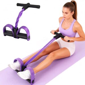 Multifunction Tension Rope, 6-Tube Elastic Yoga Pedal Puller Resistance Band, Natural Latex Tension Rope Fitness Equipment, for Abdomen/Waist/Arm/Leg Stretching Slimming Training (Purple)