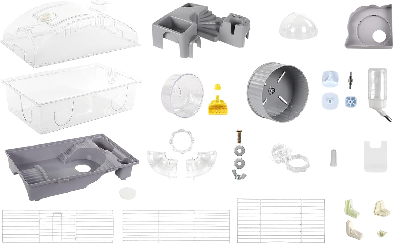 3-Tier Hamster Cage Starter Kit 18″Lx11″Wx23″H for Dwarf Hamsters Only with 2 Platforms, 3 Tube Ports, Bathtub, Food Bowl, Steps, 2 Silent Wheels, 3 Doors, House, Water Bottle - Image 9