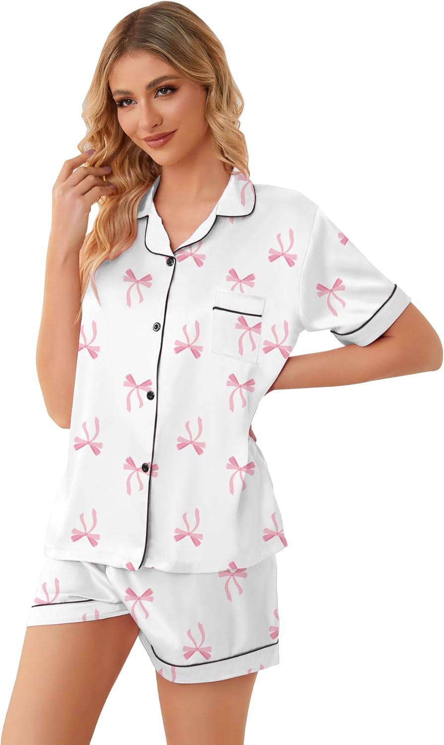 Schbbbta Girls Womens Pajamas, Satin Silky Pjs Set Kids 2Pcs Button-Down Nightwear Sleepwear Gift for Mommy and me - Image 6