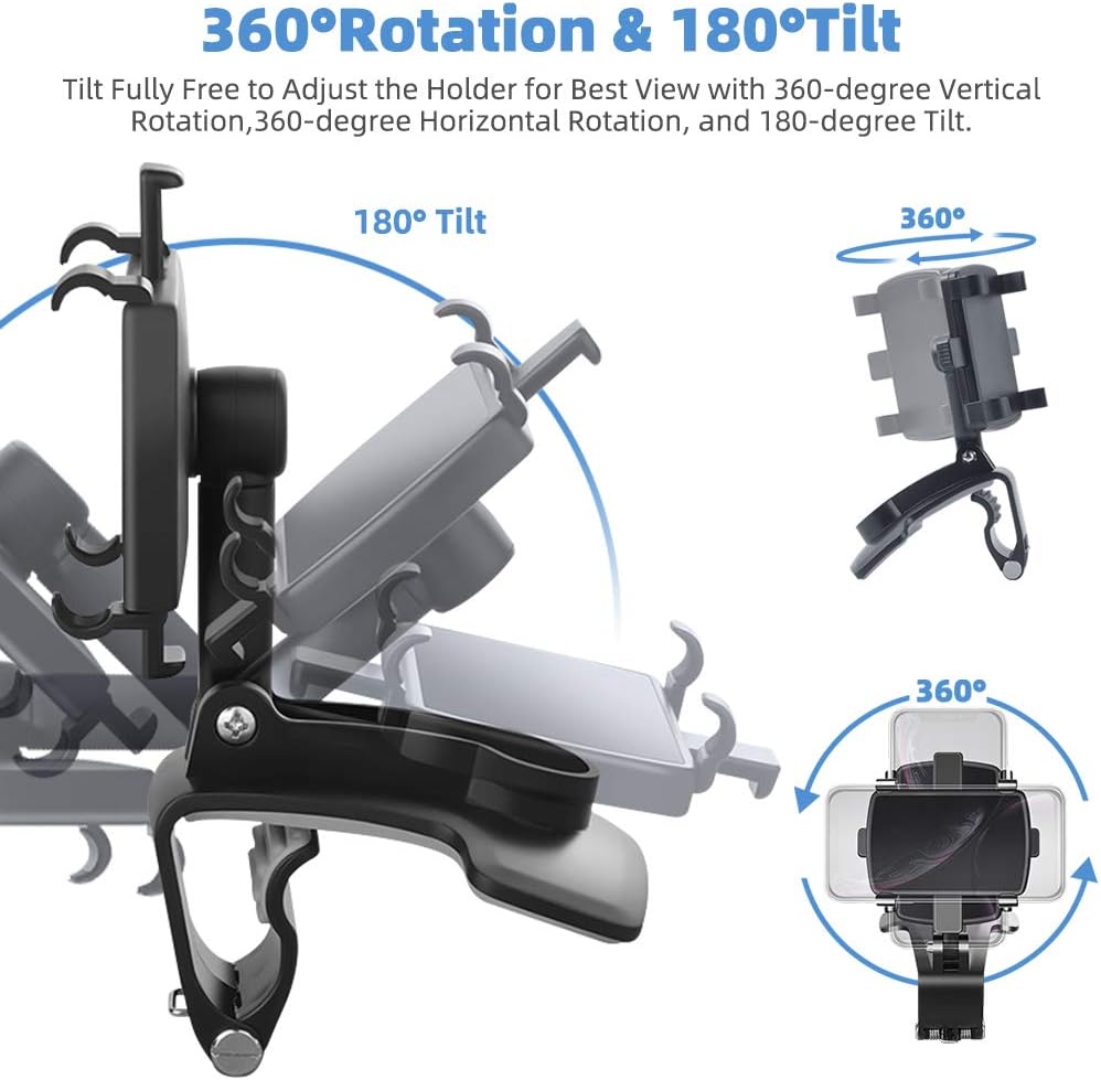 FONKEN Car Phone Mount, 360 Degree Rotation Dashboard Clip Mount, Compatible with iPhone 11/12 Pro Max XS Max XR 8 8Plus 7 Samsung Galaxy S10 S9 S8 LG and More - Image 3