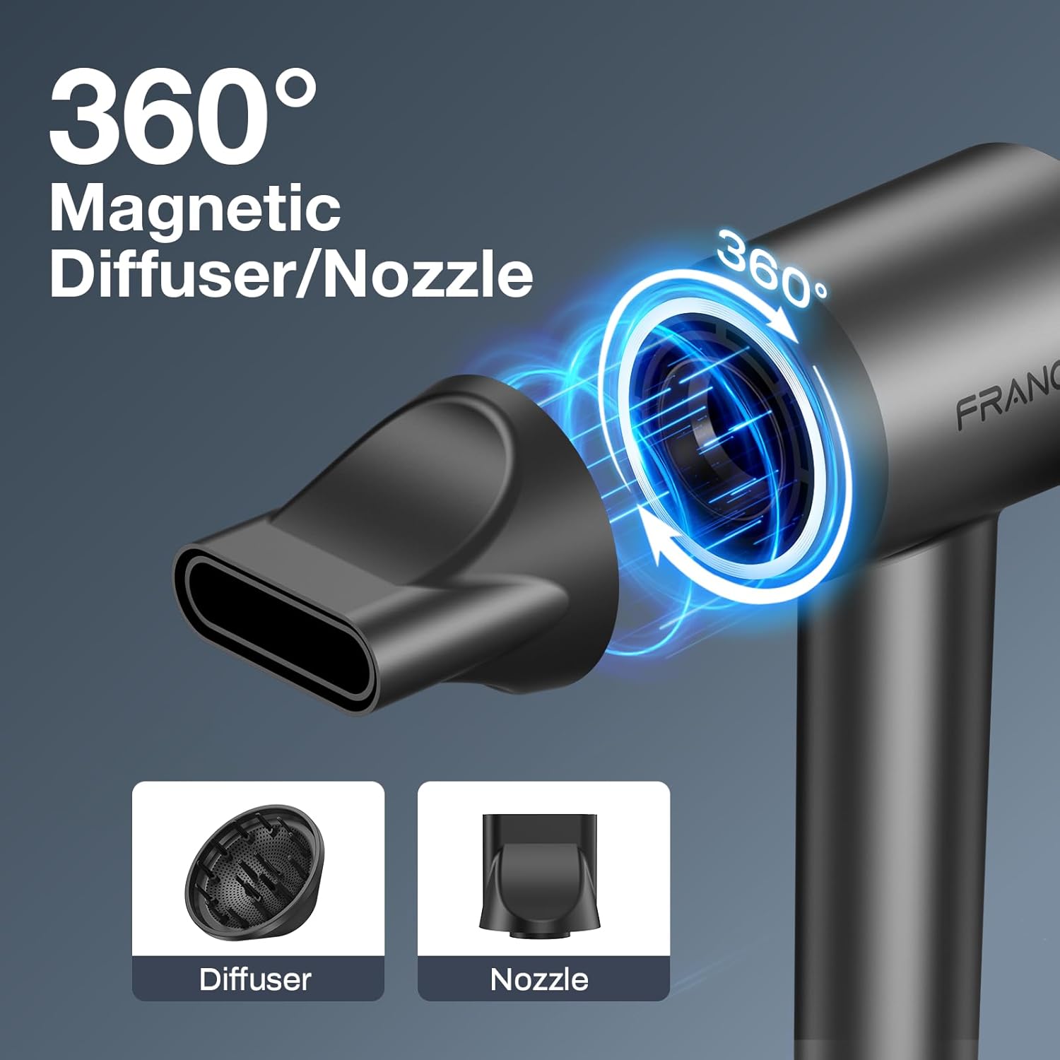 Hair Dryer for Women, Professional High-Speed & 200 Million Ionic Hairdryer, Fast-Drying Low Noise with Magnetic Diffuser & Nozzle, HD Display, Light and Quiet Hair Blow Dryer, Gifts for Men and Women - Image 6