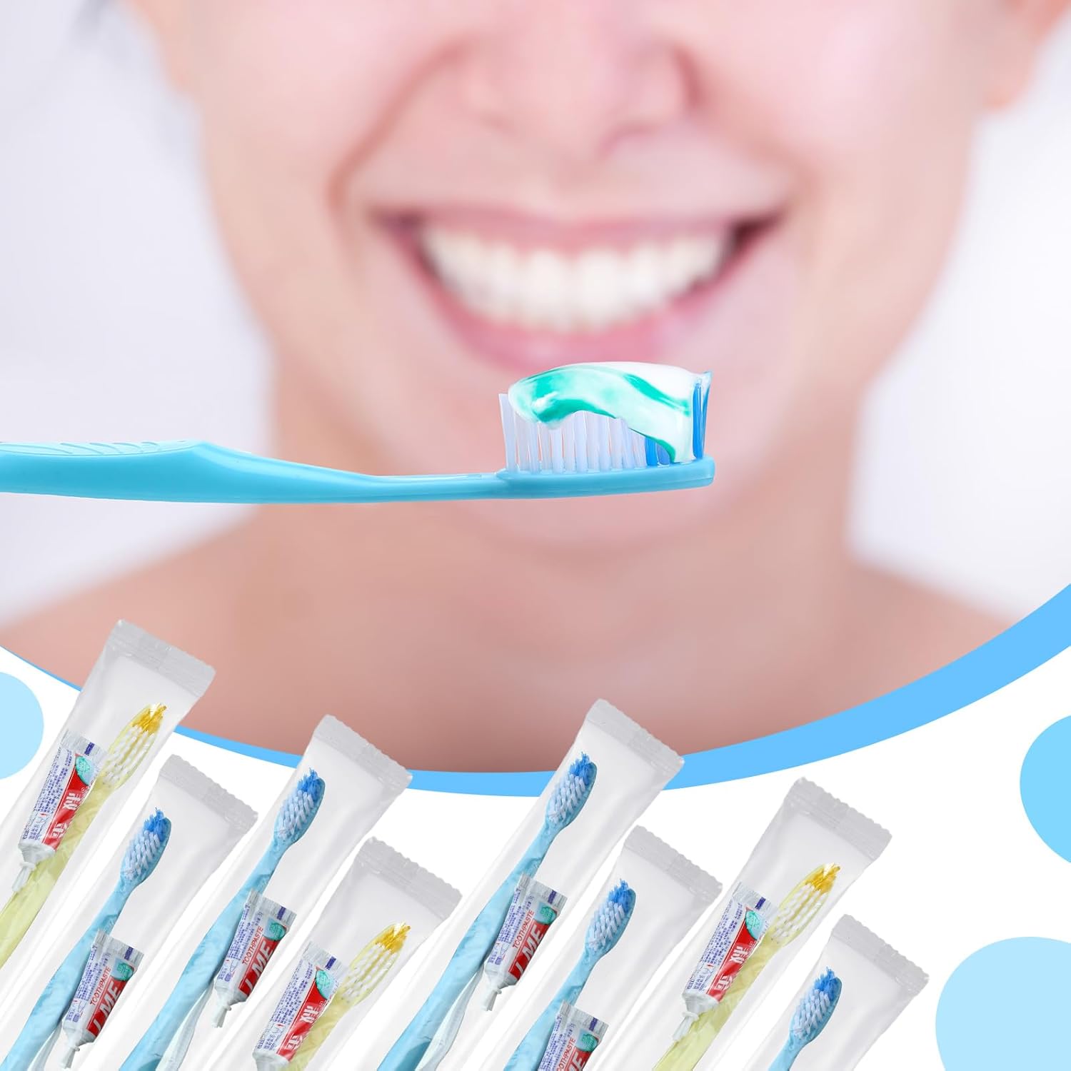 FoldTier 300 Sets Disposable Toothbrushes with Toothpaste and Floss Bulk Individually Wrapped 10g Toothpaste Homeless Hygiene Kit Bulk Homeless Care Package Supply for Travel Shelter (Blue,Pink) - Image 4