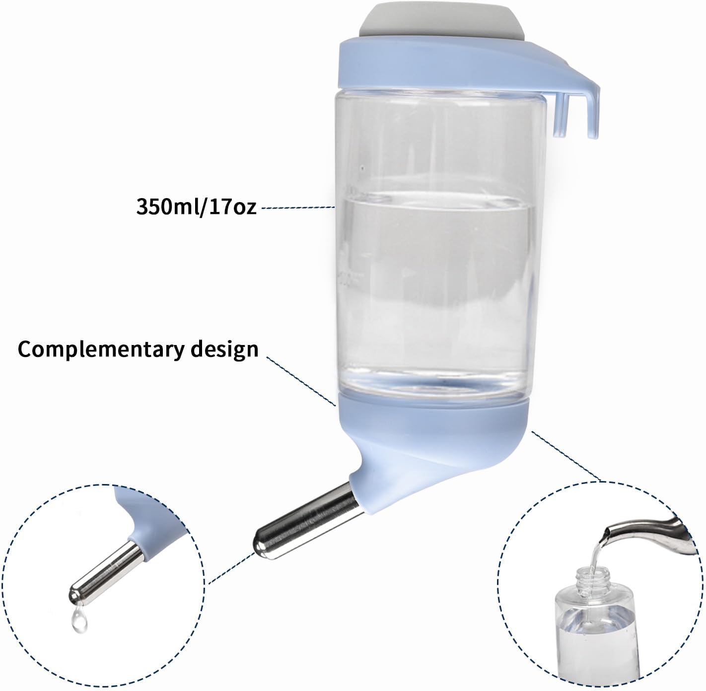 SANGLE SOPFFY Rabbit hay Feeder Small Animal Feeding Set with 350ml Water Bottle, Hay Rack for Guinea Pigs, Chinchillas - Image 4