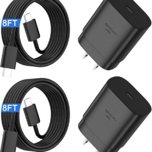 Super Fast Charger Type C,25W USB C Fast Wall Charger Block &8FT Super Long Fast Charging Cable Cord for Samsung Galaxy S26/S25/S25 Ultra/S25+/S24/S24 Ultra/S23/S22/S22 Ultra/S22+/S21/Plus/S20/Note 20