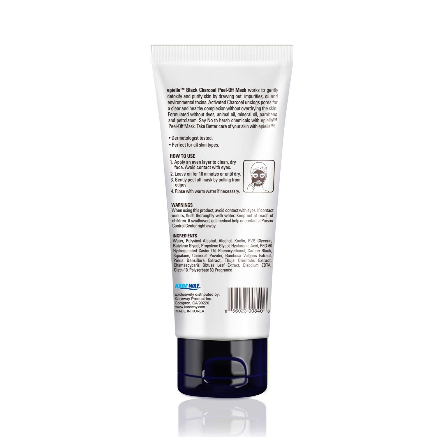 Epielle Black Charcoal Peel Off Face Mask | Deep Pore Cleansing with Activated Charcoal | Detoxifying and Purifying Blackhead Remover Mask | 6.0 fl oz | 2 Bulk Pack - Image 2