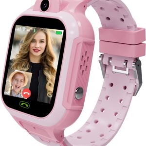 4G Kids Smart Watch GPS Tracker – Smartwatch with Two Way Call Video Calling Voice Chat SOS Class Mode Stopwatch Pedometer Games Wi-Fi Touch Screen Alarm Clock Smartwatches for Boys Girl (Pink)