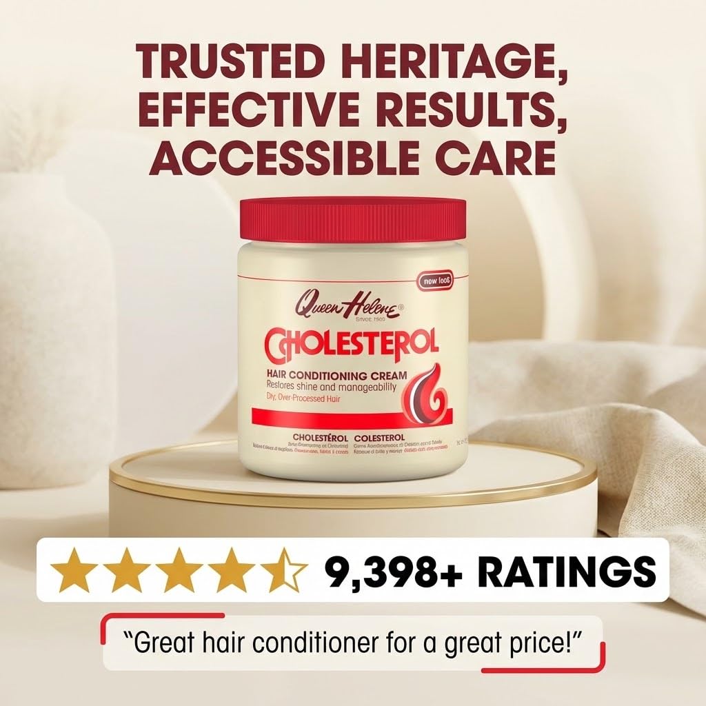 Queen Helene Cholesterol Hair Conditioning Cream – Deep Repair Treatment for Dry, Damaged & Chemically Treated Hair | Moisture-Restoring Mask | 15 oz Jar | Deep Moisture - Image 4
