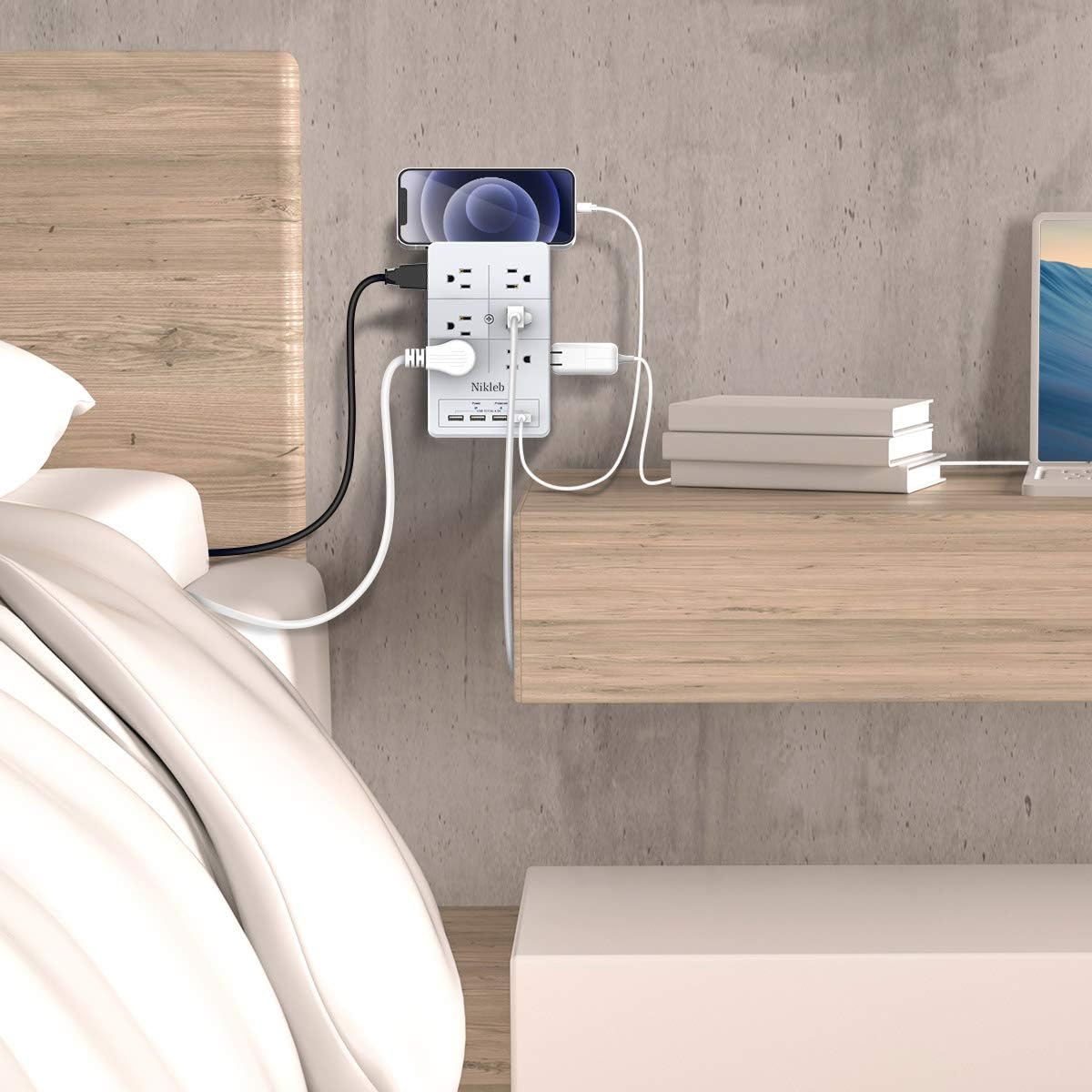 Multi Plug Outlet Surge Protector Nikleb, 12 Electrical Outlets Extender with 4 USB Charging Ports Total 4.8A, Wall Plug Expander 3 Prong for Room, Office, Gaming, Cord Organizer Accessories - Image 6