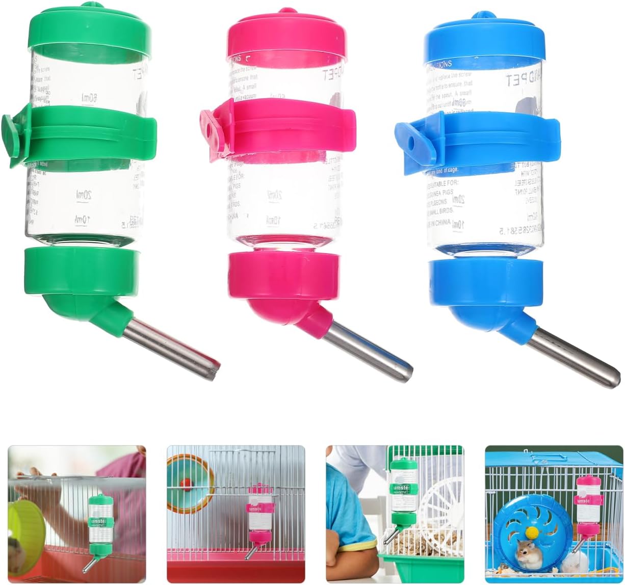 INOOMP 6 Pcs Pet Water Fountain Hanging Hamster Bottle Convenient Hamster Water Bottle Chinchilla - Chinchilla Supply Convenient - Image 2