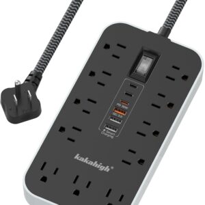 PD30W USB Extension Cord with Multiple Outlets- 5 FT USB Power Strip, 1625W AC Extension Cord with 11 AC Outlet 6 USB, Desk Charging Station for Home, Office, Dorm, Gaming Room Essentials