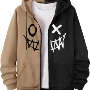 RoseSeek Men’s Zip Up Hoodies Graphic Long Sleeve Pullover Hoodies Sweatshirt Western Streetwear Hoodies