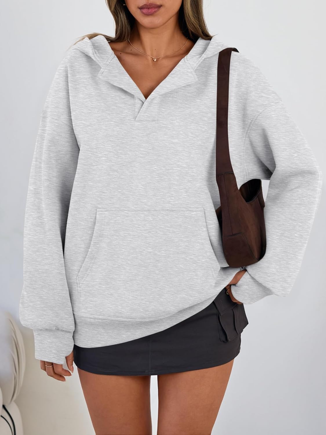Trendy Queen Womens Oversized V Neck Hoodies with Thumb Hole Pullover Sweatshirts Y2k Clothes Fall Fashion Outfits 2026 - Image 2