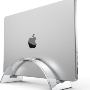 Acrylic Vertical Laptop Stand for Desk,Acrylic Invisible Desktop Notebook Dock,Vertical Laptop Holder Space-Saving Organizer for All MacBook, Surface, Samsung, HP, Dell