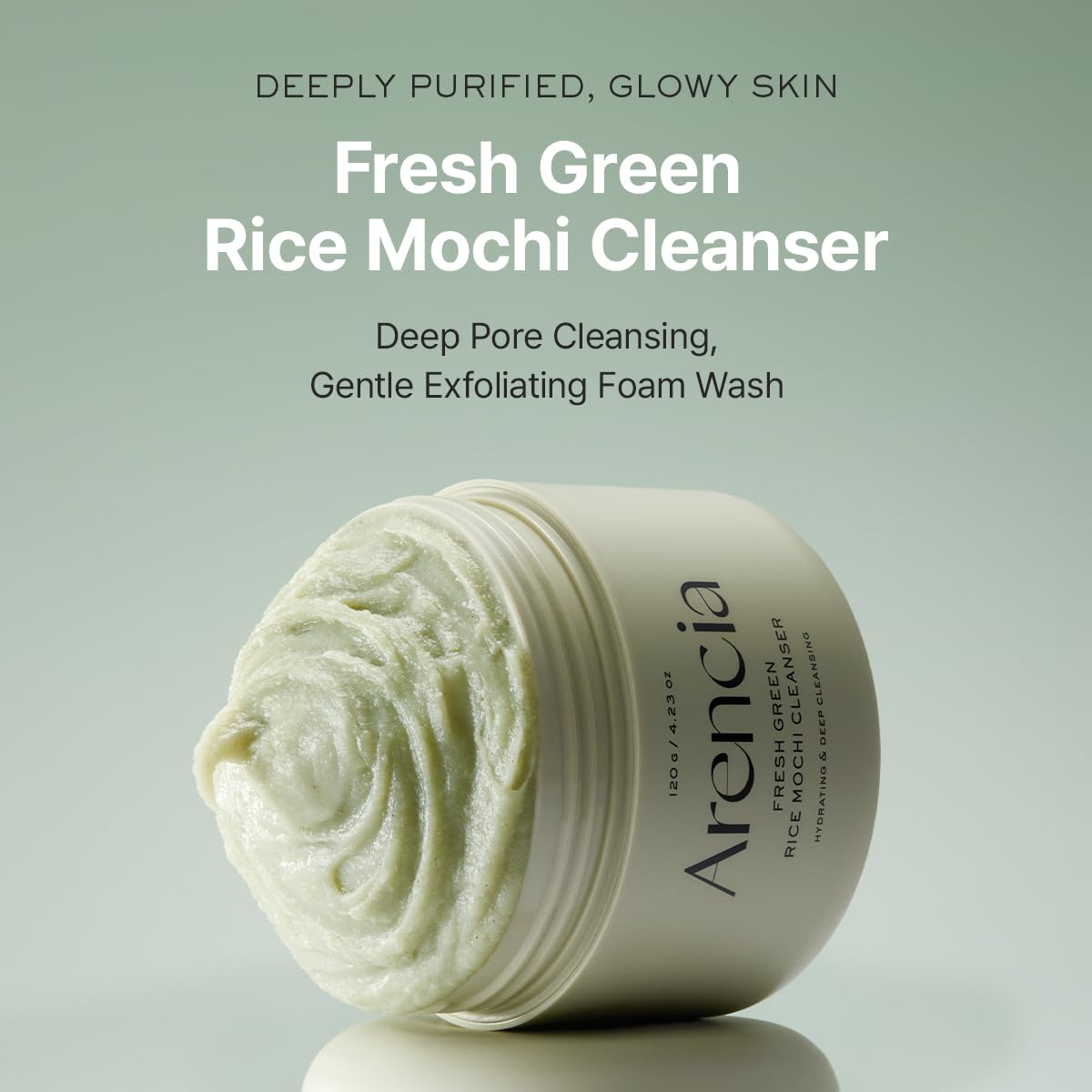 Arencia Korean Rice Mochi Face Cleanser - Face Wash, Gentle Scrub All in One for Deep Cleansing, Moisturizing, Pore Minimizing, Acne-Prone Skin, Removing Blackhead with Rice Water & Green Tea - Image 2