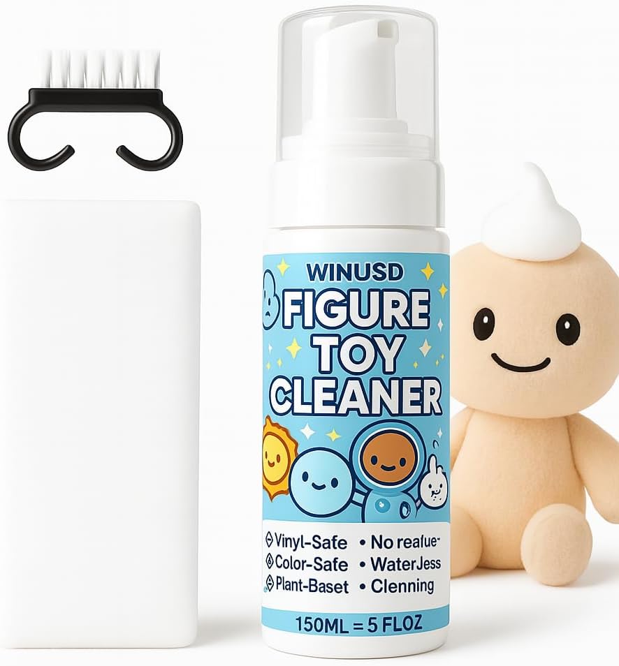 Figure & Plush Toy Cleaner - 5oz Foam Spray for Stuffed Animals & Soft Dolls with Brush & Cloth | No Rinse, Zero Residue, Color-Safe| Safe for Delicate Fabrics & Pets, Christmas Gifts for Plush Lovers