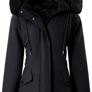 Arssm Womens Winter Puffer Coat Thicken Fleece Lined Long Parka Jacket Warm Hooded Waterproof Outerwear