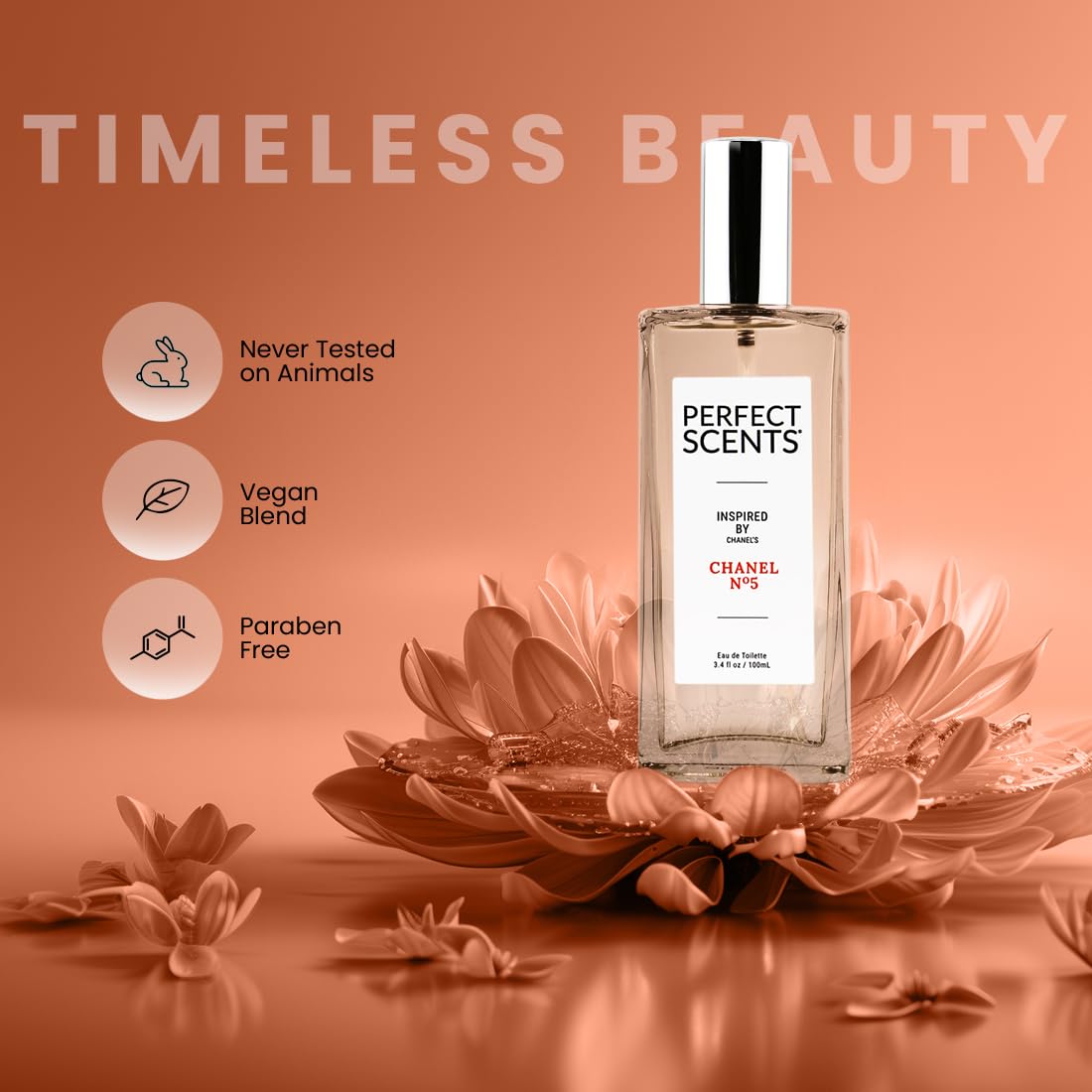Perfect Scents Fragrances, Inspired by Chanel’s No. 5, Women’s Eau de Toilette, CLEAN, Vegan, Paraben-Free, Phthalate-Free, Never Tested on Animals, 3.4 Fluid Ounces - Image 3