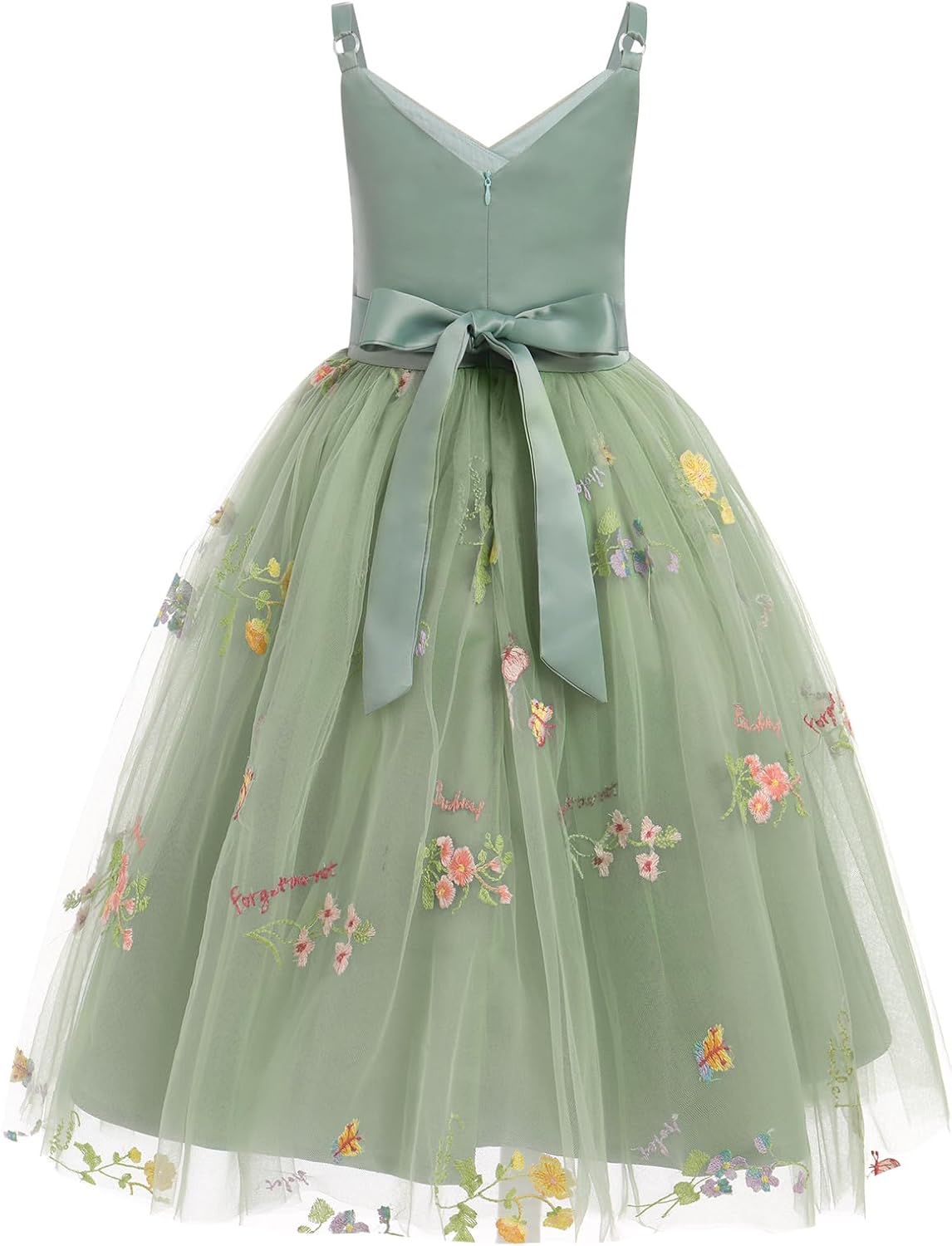 IBTOM CASTLE Flower Girls Dress Spaghetti Strap Long A Line Formal Wedding Pageant Princess Birthday Party Dance Gown - Image 3