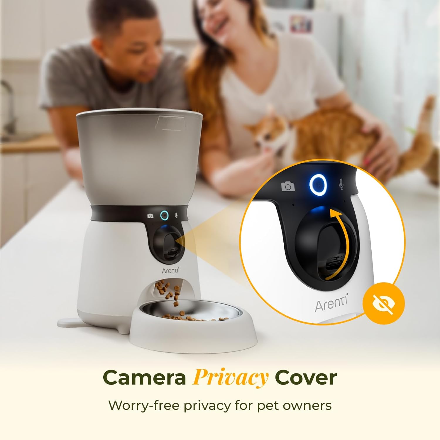 ARENTI Automatic Cat Feeder and Water Dispenser with Camera, 2K Adjustable View & Invisible Privacy Mode, 4.5L Cat Food Dispenser Fountain Combo, 5G/2.4G WiFi, 2-Way Audio, AI Alerts, Battery Backup - Image 7