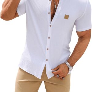 SOLY HUX Men’s Casual Tracksuit Button Down Shirt and Drawstring Waist Short Sets Summer 2 Piece Outfits
